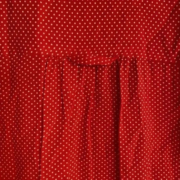 Maeve red with with polka dot blouse - women small - long sleeve vneck - Picture 6 of 6